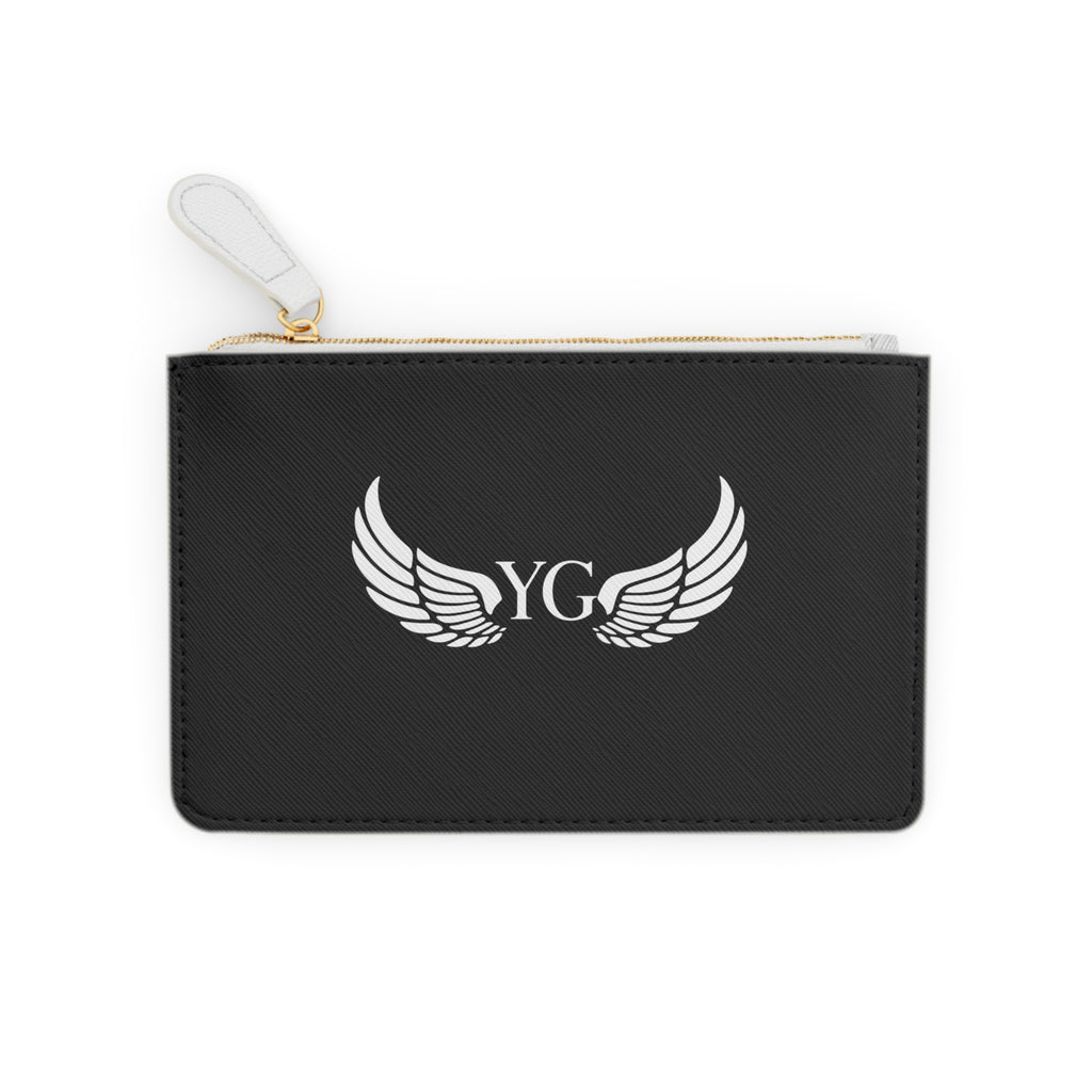 Mini Clutch Bag — Black Winged Monogram (YG) Zipper Pouch