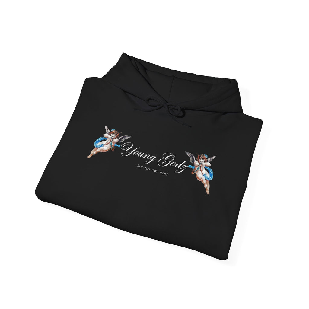 Minimal Angels Hoodie — Small Chest Wings Graphic