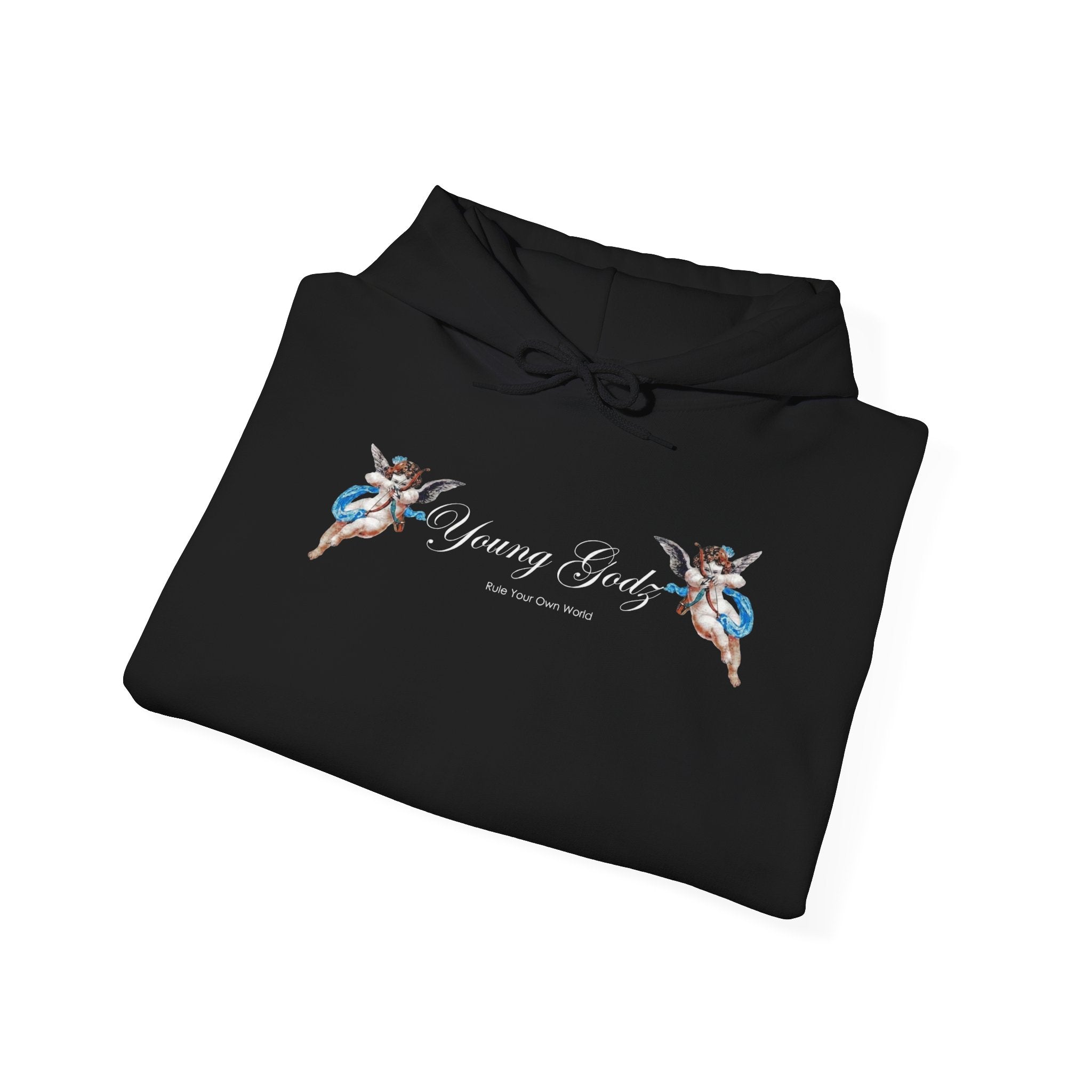 Minimal Angels Hoodie — Small Chest Wings Graphic