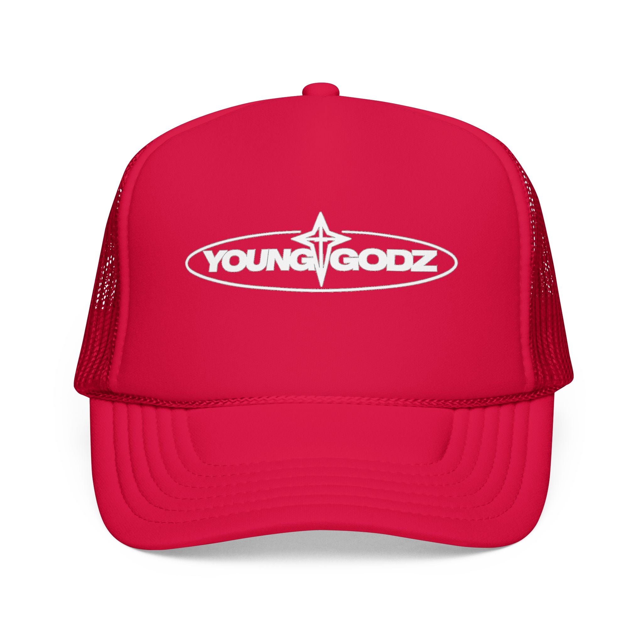Young Gods Foam Trucker Hat — Retro Cherub Logo Cap