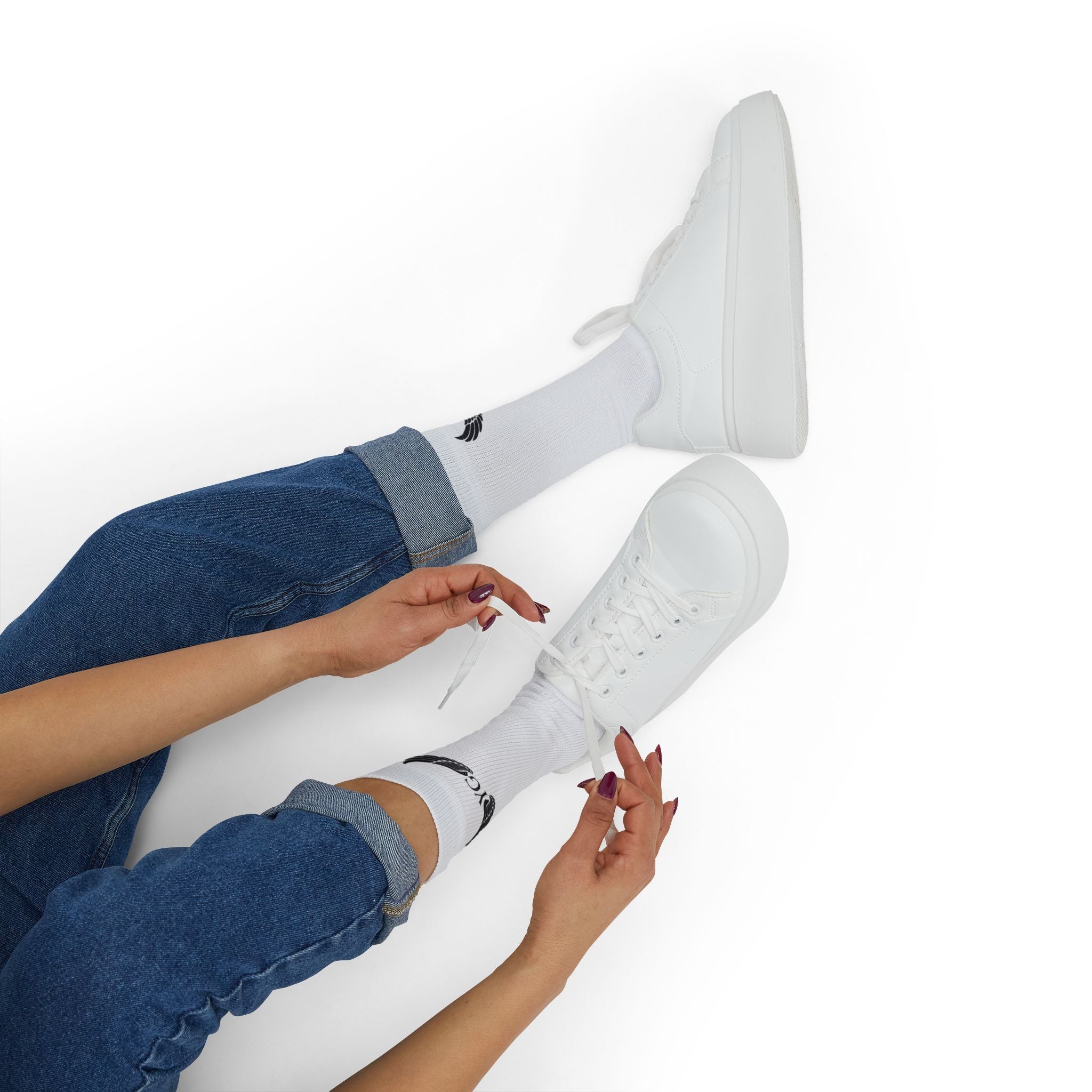 Custom Sublimation Crew Socks — Wings Accent Athletic Socks