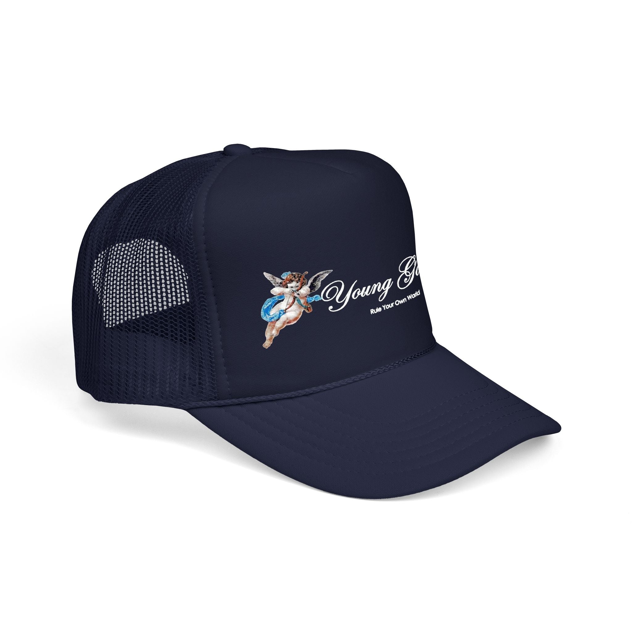 Young Gods Foam Trucker Hat — Retro Cherub Logo Cap