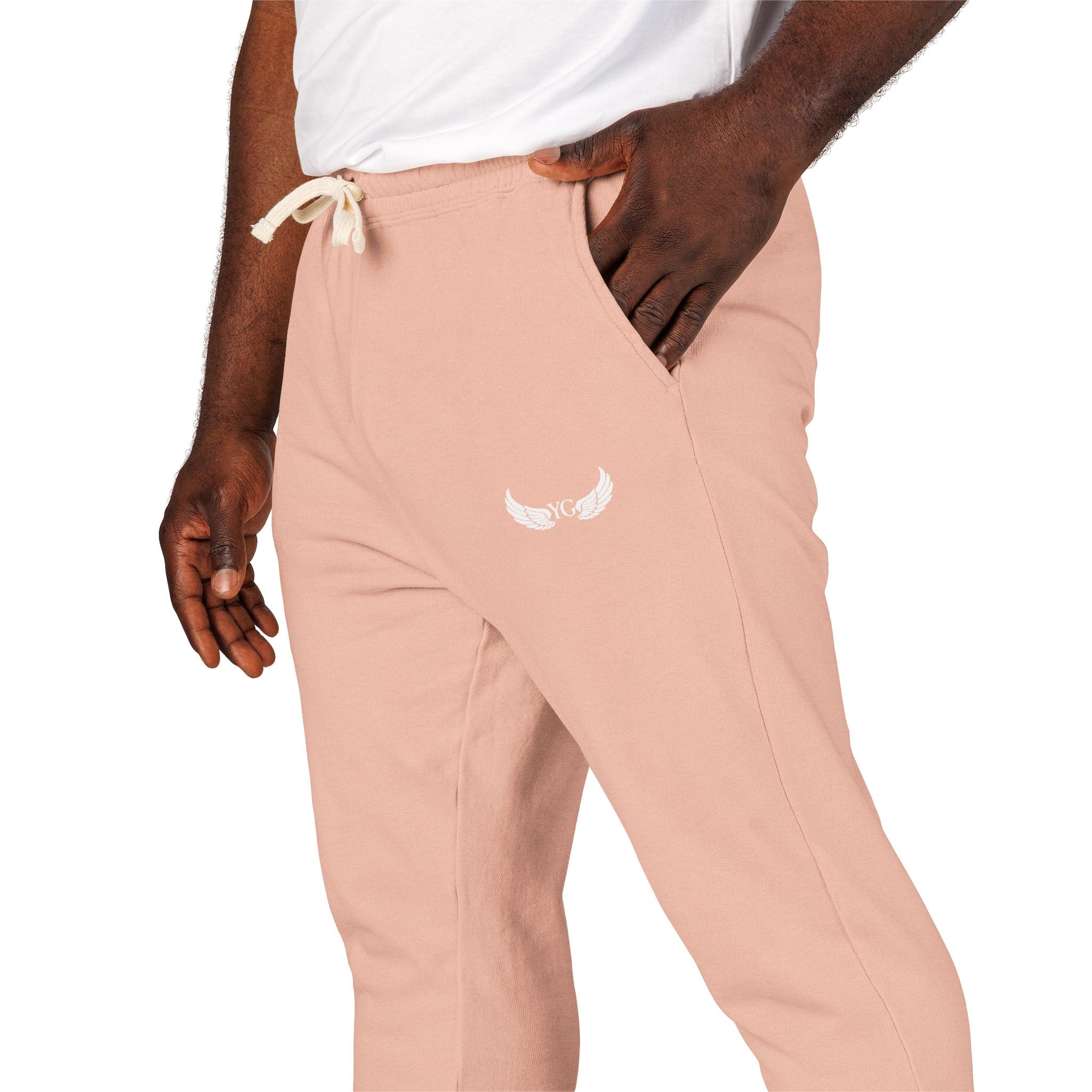 Winged Emblem Sweatpants — Minimal Angel Wings Fleece Joggers
