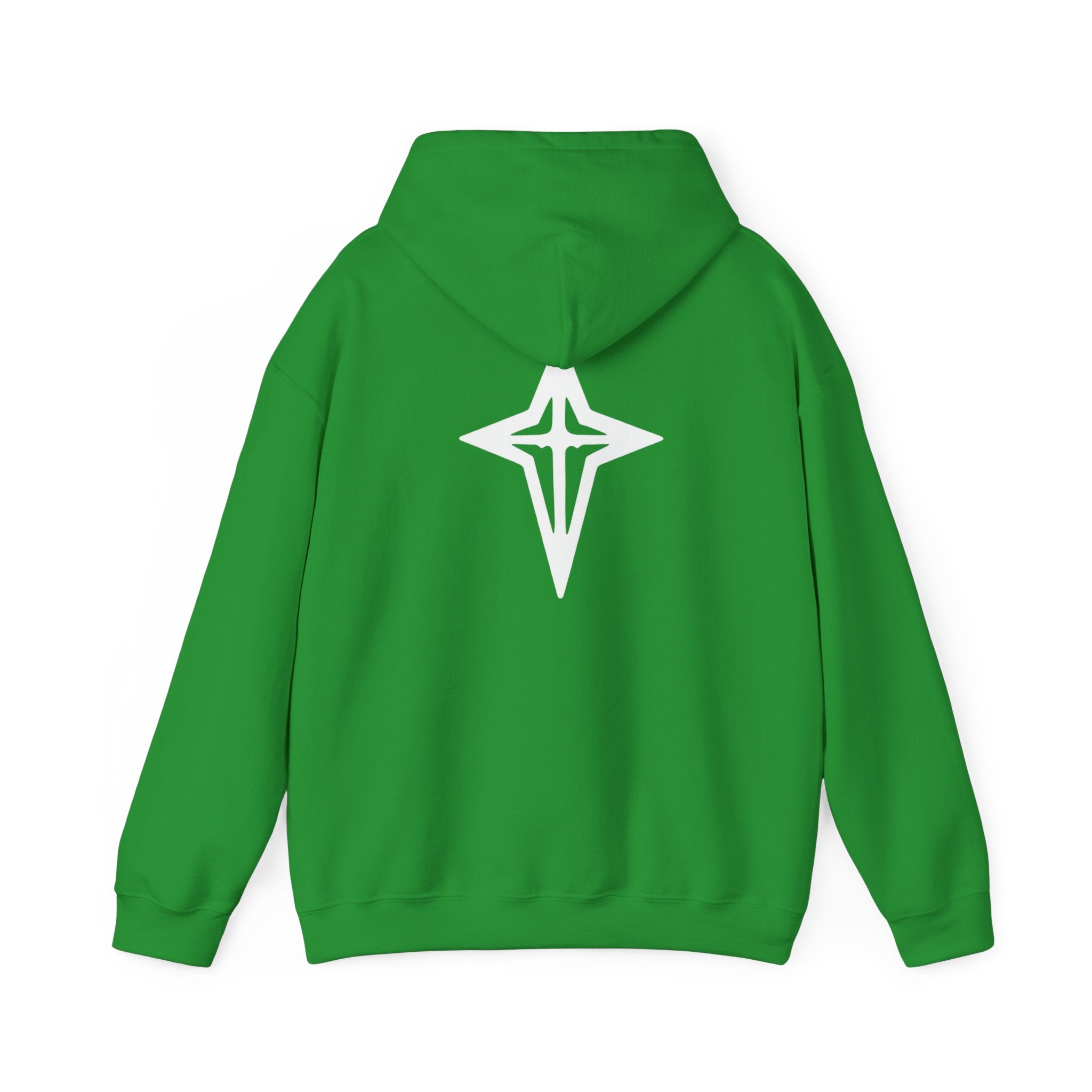 Minimal Cross Hoodie — Small Chest Wings Graphic