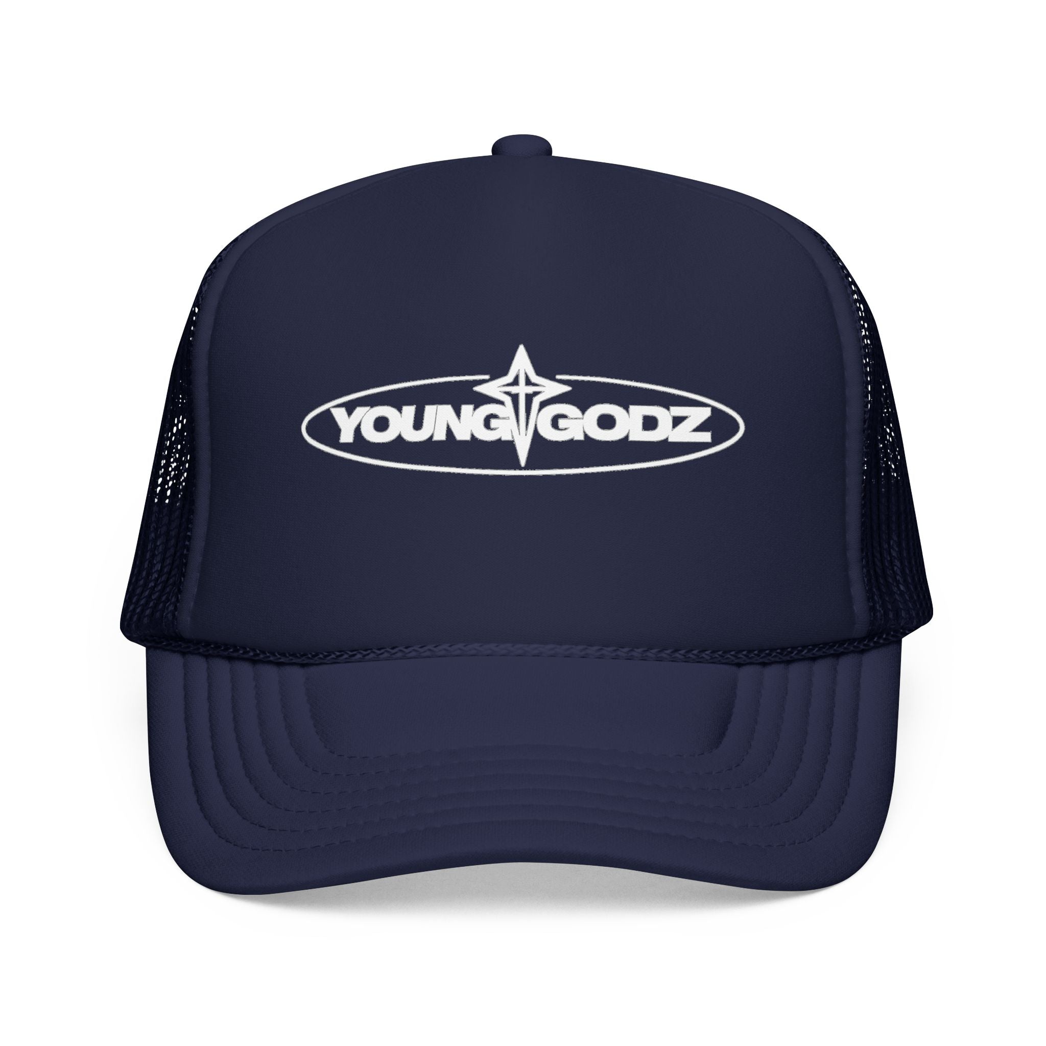 Young Gods Foam Trucker Hat — Retro Cherub Logo Cap