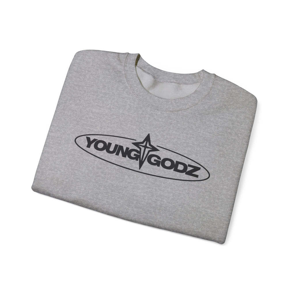 Cross Crewneck Sweatshirt — Minimal Chest Emblem