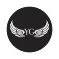 YG Wing Logo Round Rug — Black Decorative Floor Mat