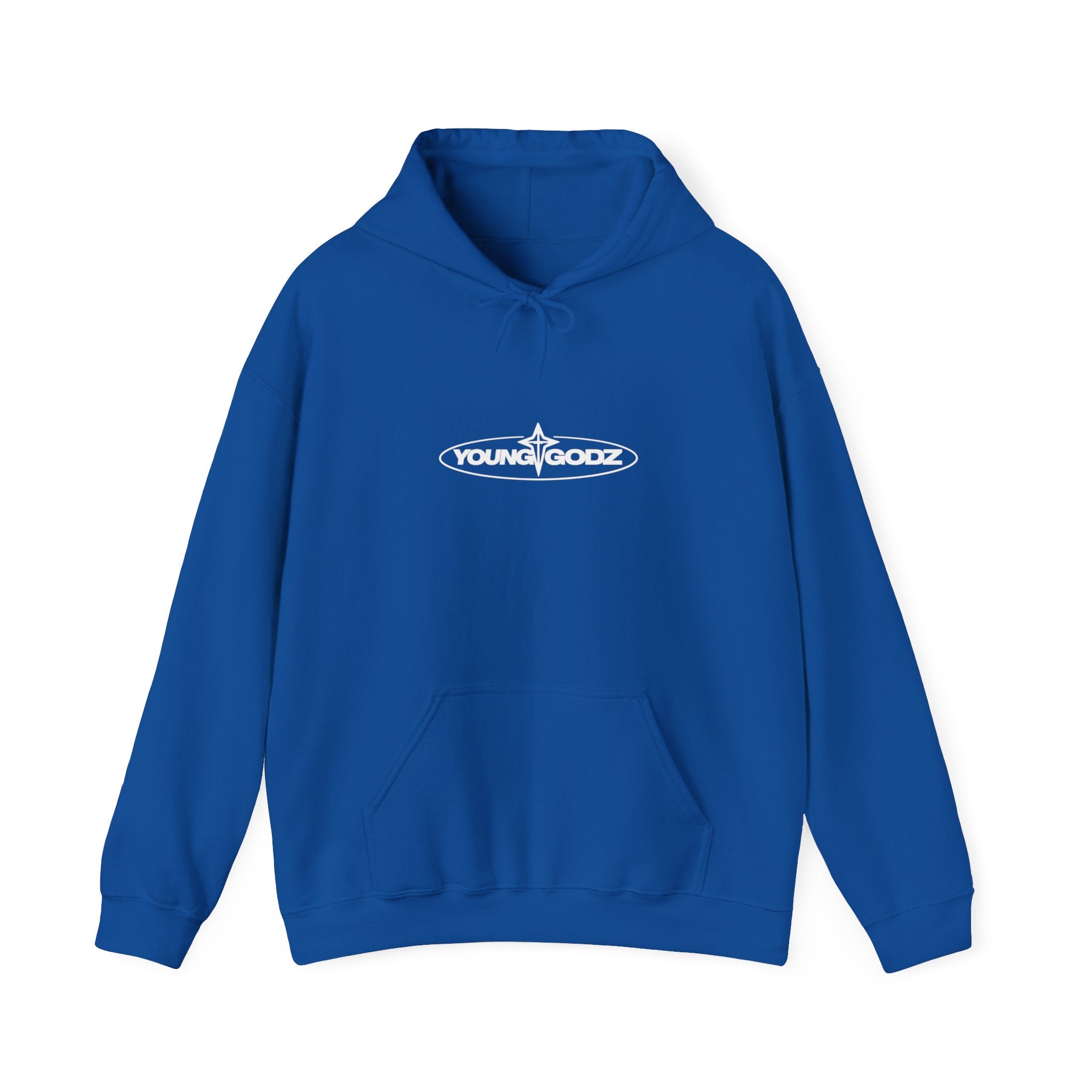 Minimal Cross Hoodie — Small Chest Wings Graphic