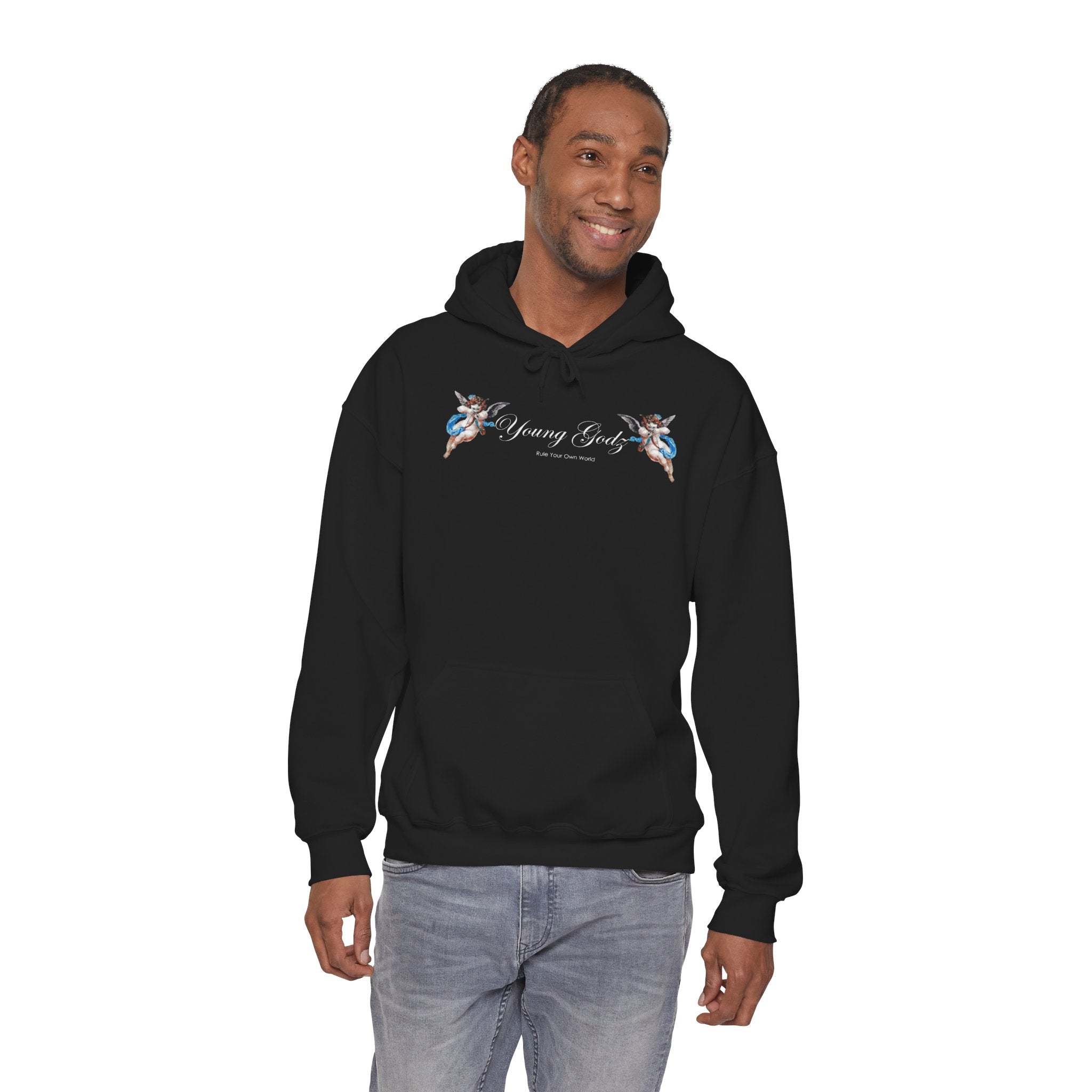 Minimal Angels Hoodie — Small Chest Wings Graphic
