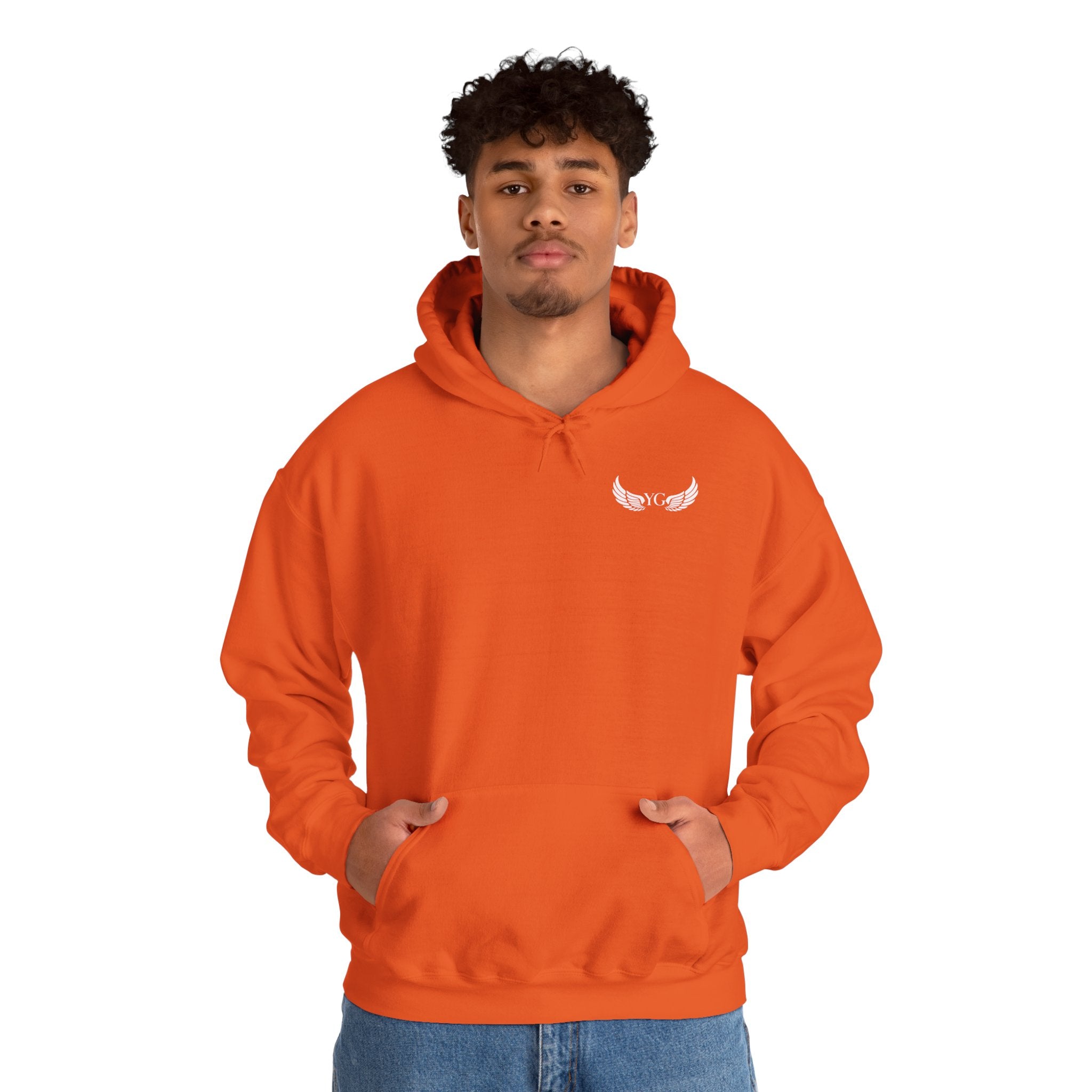 Minimal Angel Wings Hoodie — Small Chest Wings Graphic
