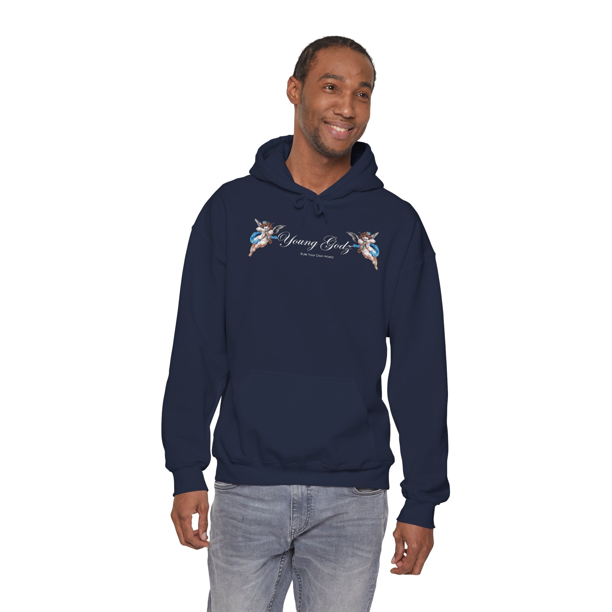 Minimal Angels Hoodie — Small Chest Wings Graphic
