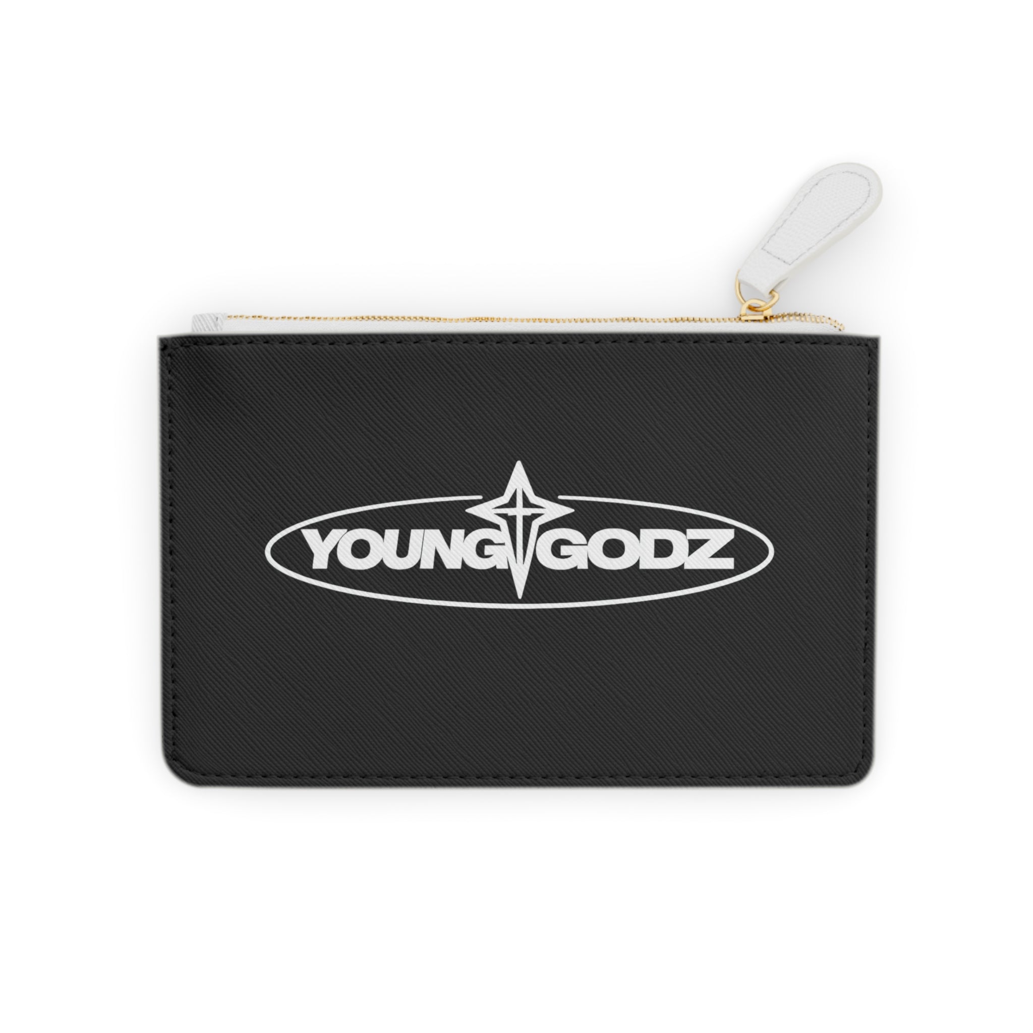Mini Clutch Bag — Black Cross Monogram (YG) Zipper Pouch
