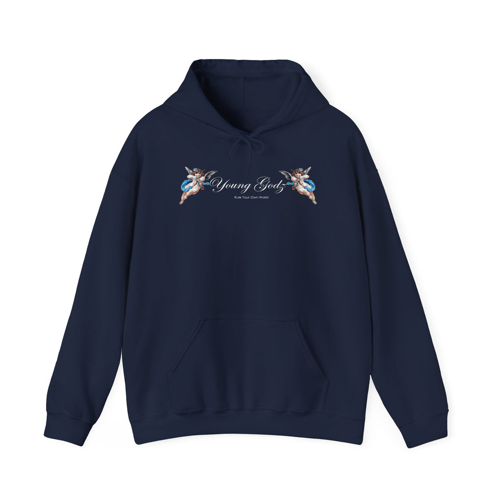 Minimal Angels Hoodie — Small Chest Wings Graphic