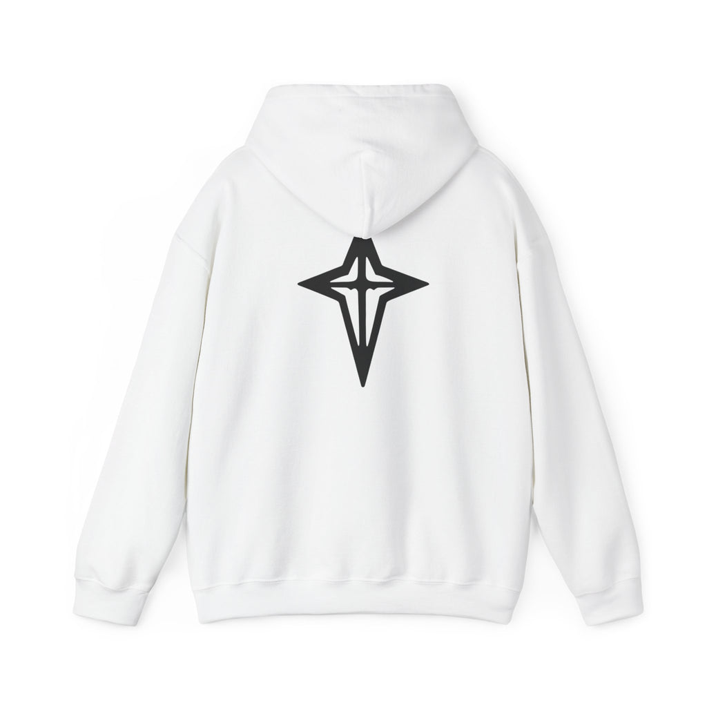 Minimal Cross Hoodie — Small Chest Wings Graphic