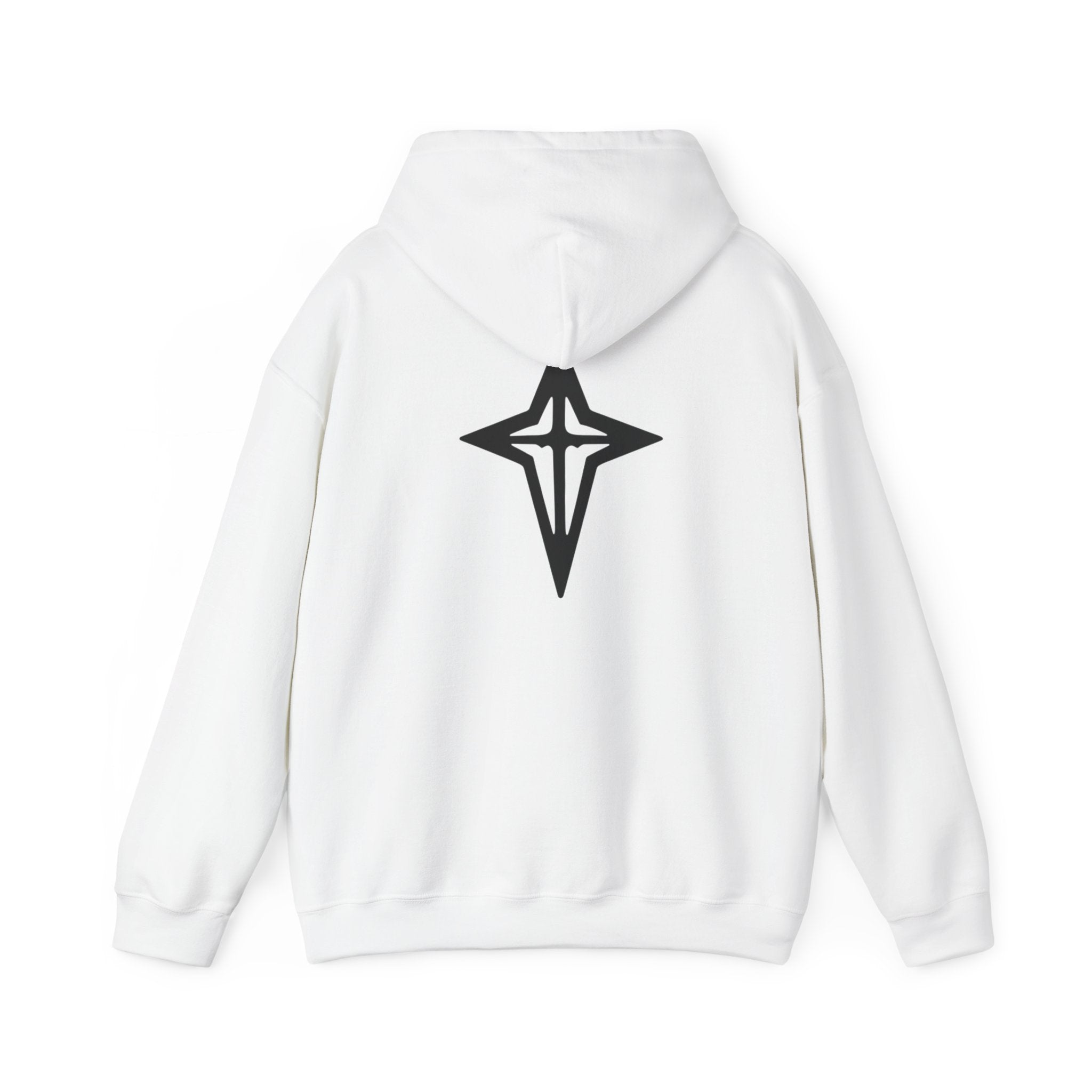 Minimal Cross Hoodie — Small Chest Wings Graphic