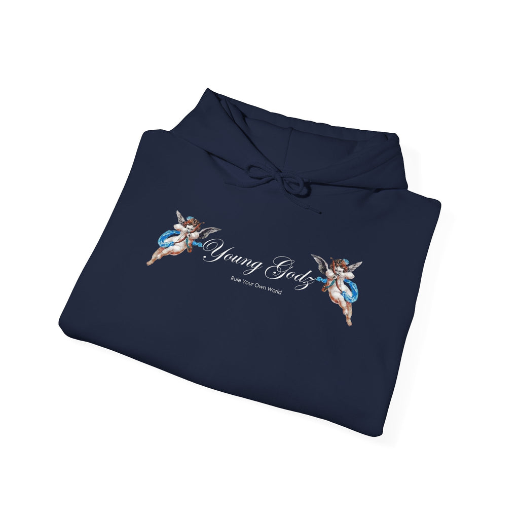 Minimal Angels Hoodie — Small Chest Wings Graphic