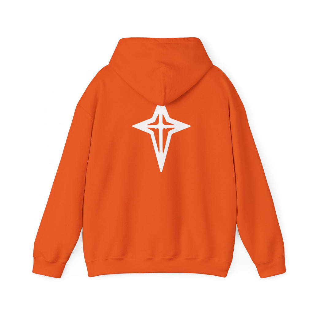 Minimal Cross Hoodie — Small Chest Wings Graphic