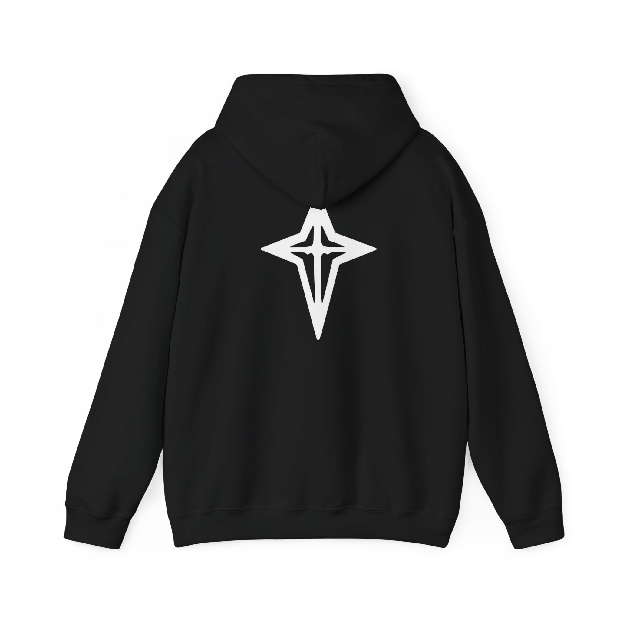 Minimal Cross Hoodie — Small Chest Wings Graphic