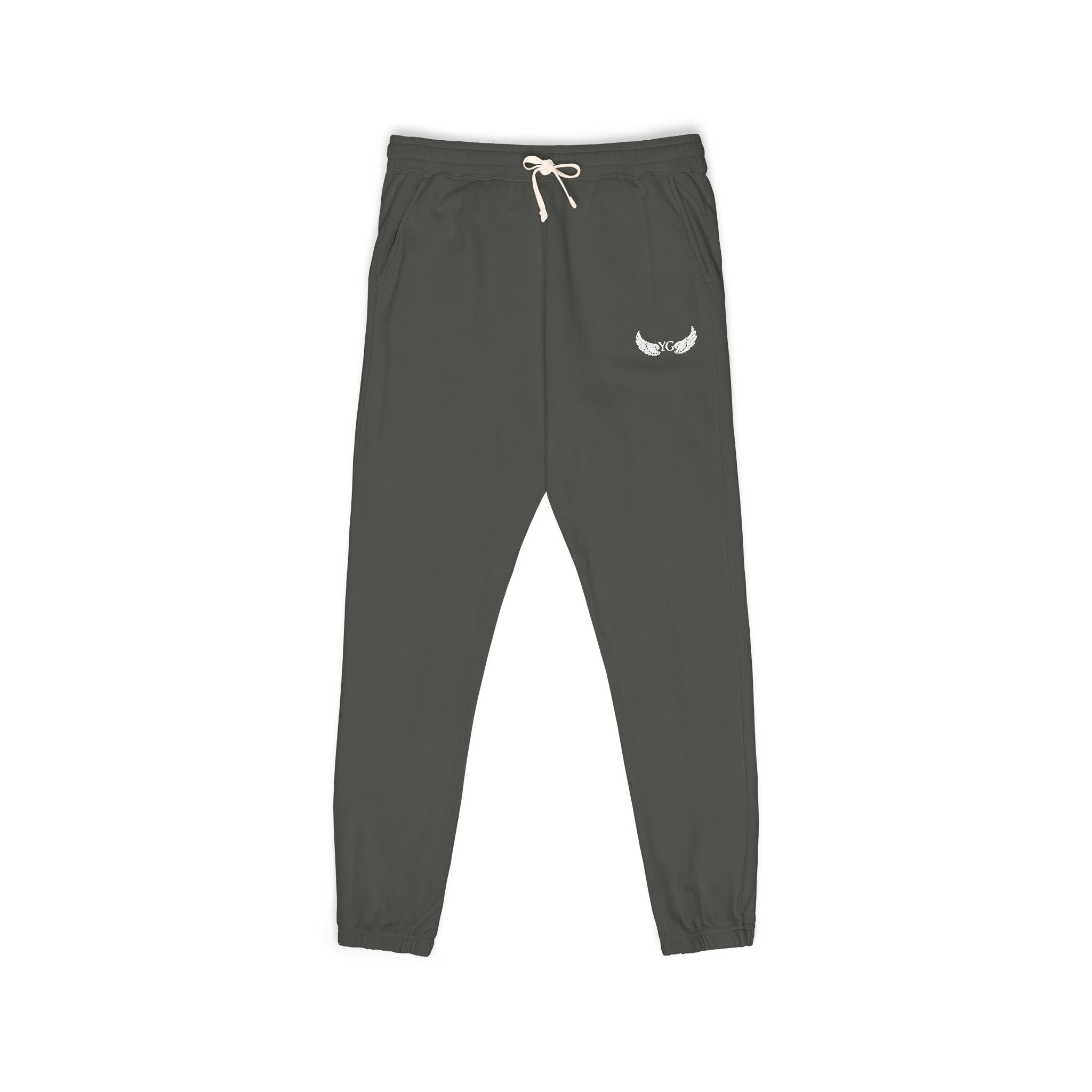 Winged Emblem Sweatpants — Minimal Angel Wings Fleece Joggers