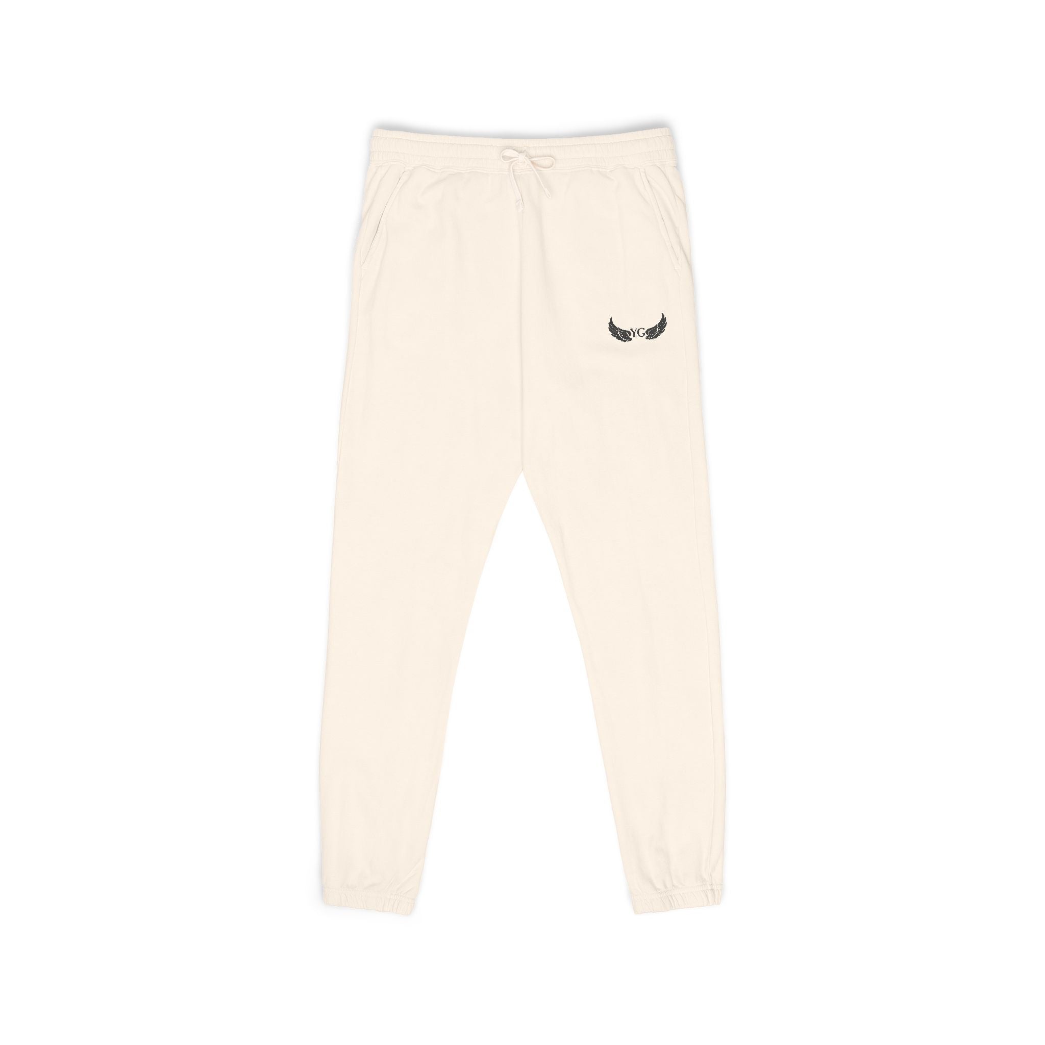 Winged Emblem Sweatpants — Minimal Angel Wings Fleece Joggers