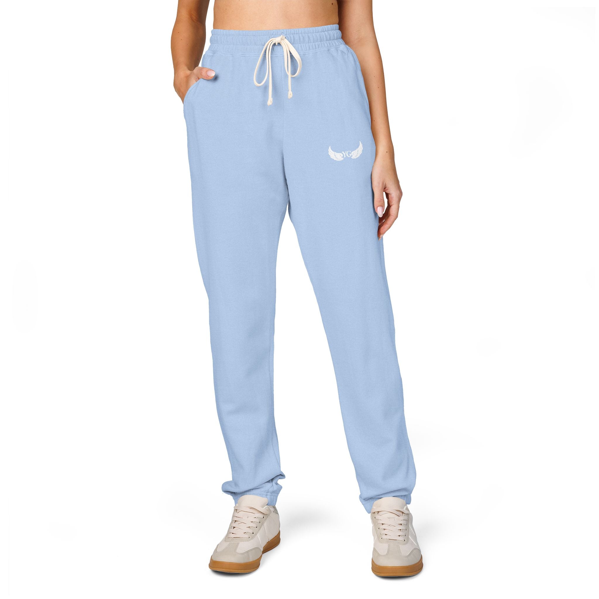 Winged Emblem Sweatpants — Minimal Angel Wings Fleece Joggers