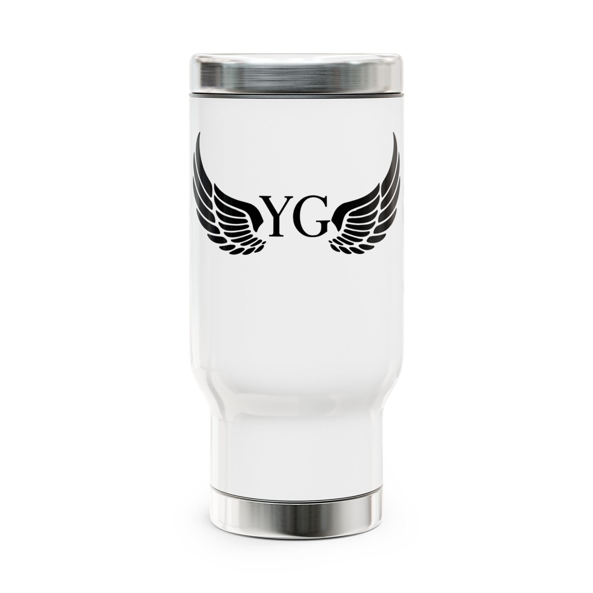 Winged Monogram Travel Mug – 14oz Stainless Steel Coffee Tumbler