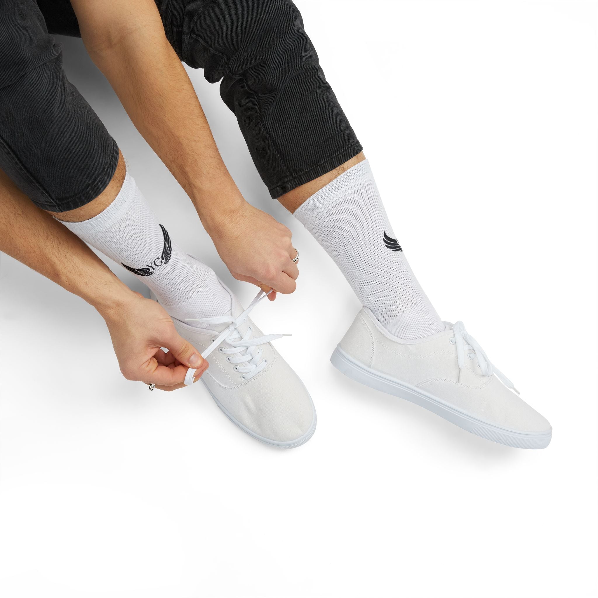 Custom Sublimation Crew Socks — Wings Accent Athletic Socks