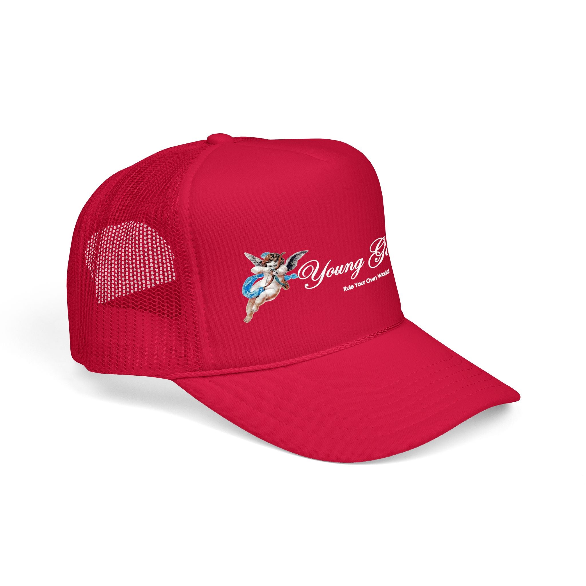 Young Gods Foam Trucker Hat — Retro Cherub Logo Cap