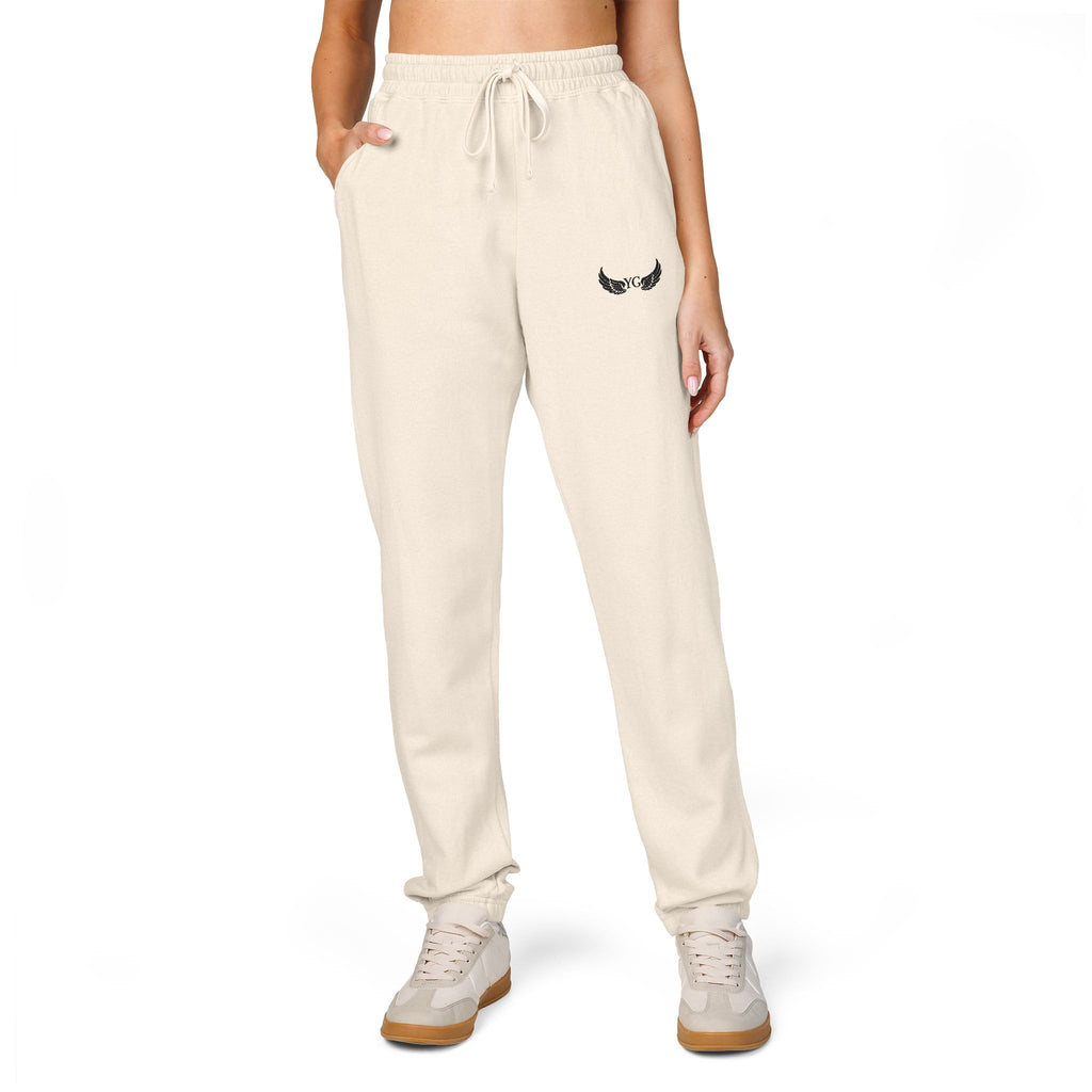 Winged Emblem Sweatpants — Minimal Angel Wings Fleece Joggers