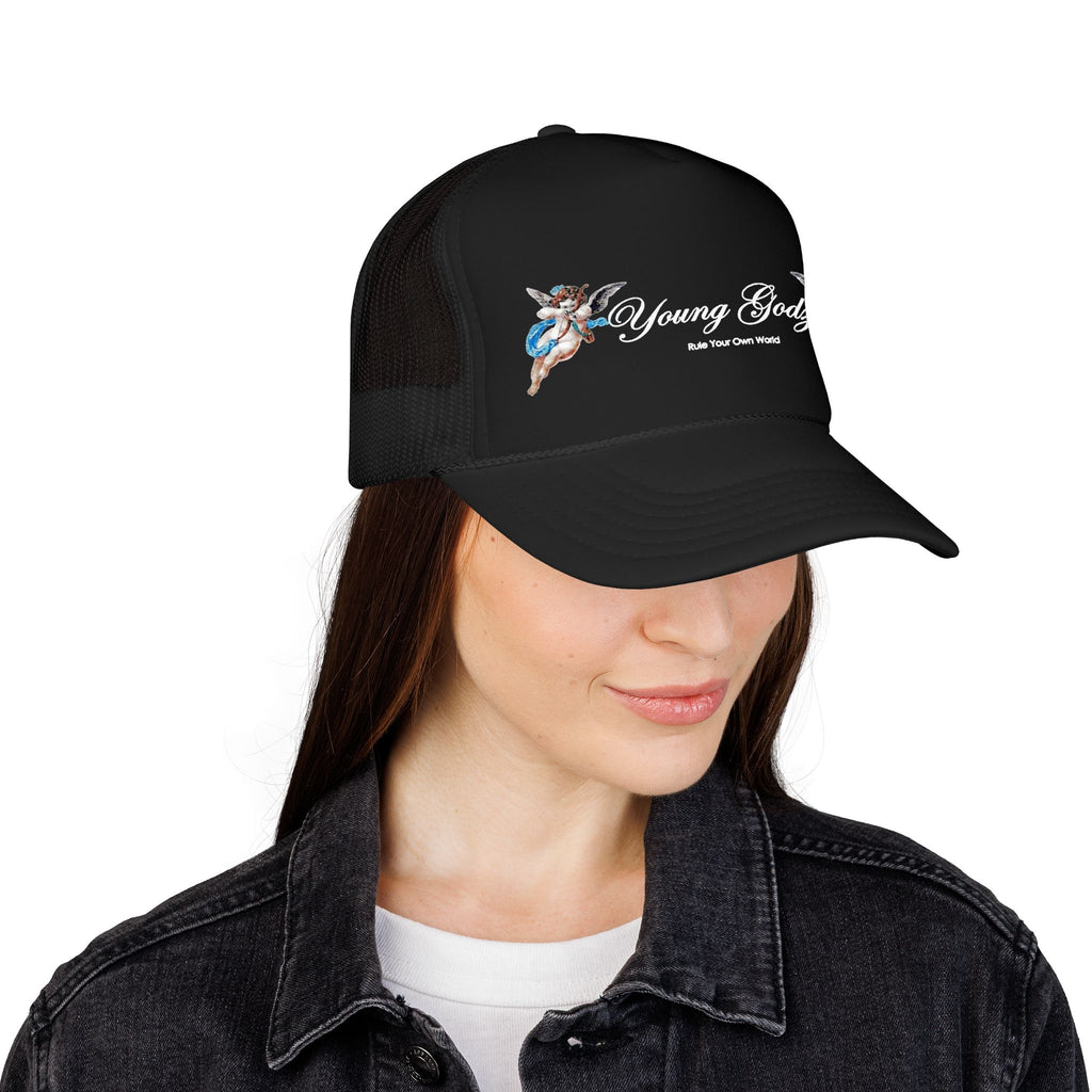 Young Gods Foam Trucker Hat — Retro Cherub Logo Cap