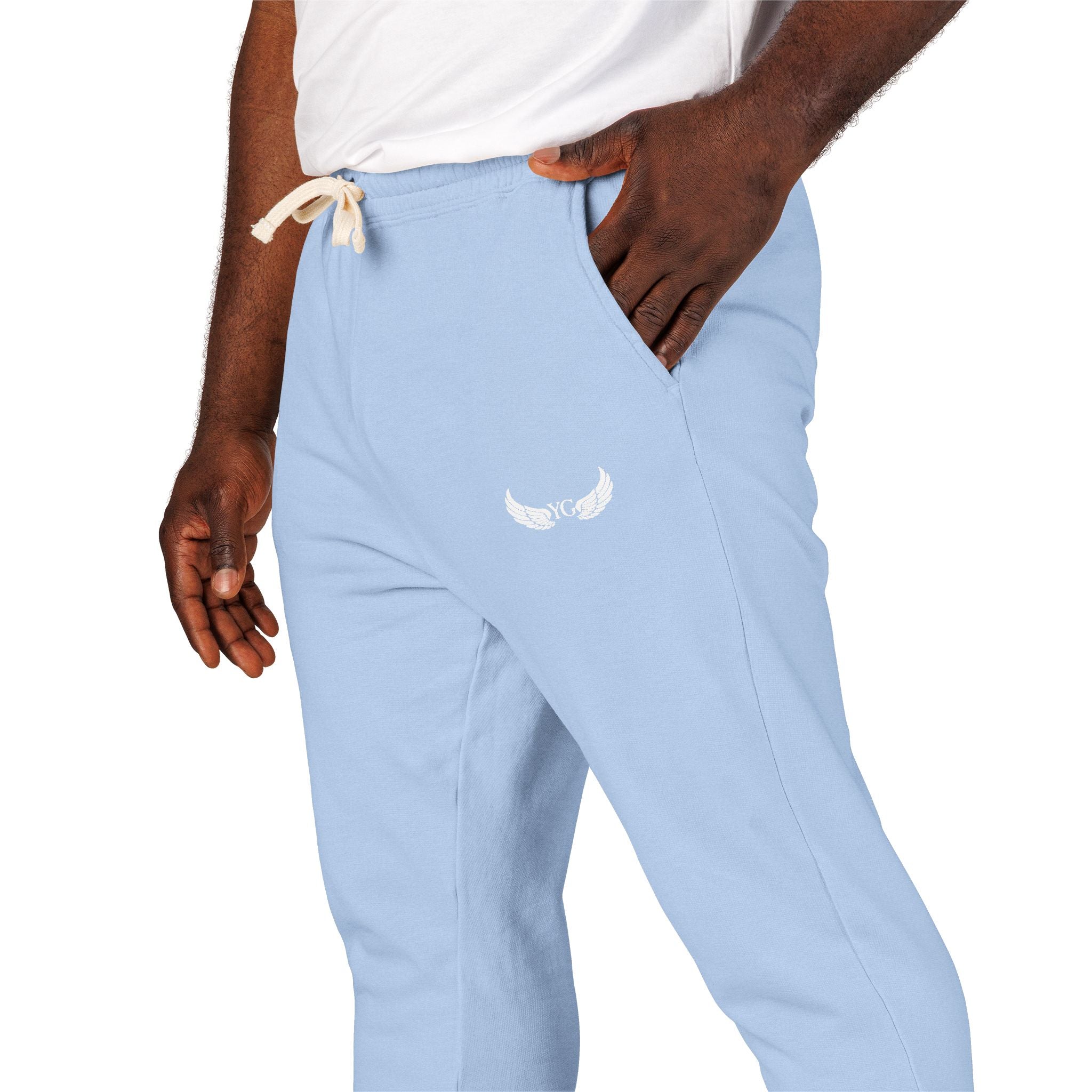Winged Emblem Sweatpants — Minimal Angel Wings Fleece Joggers