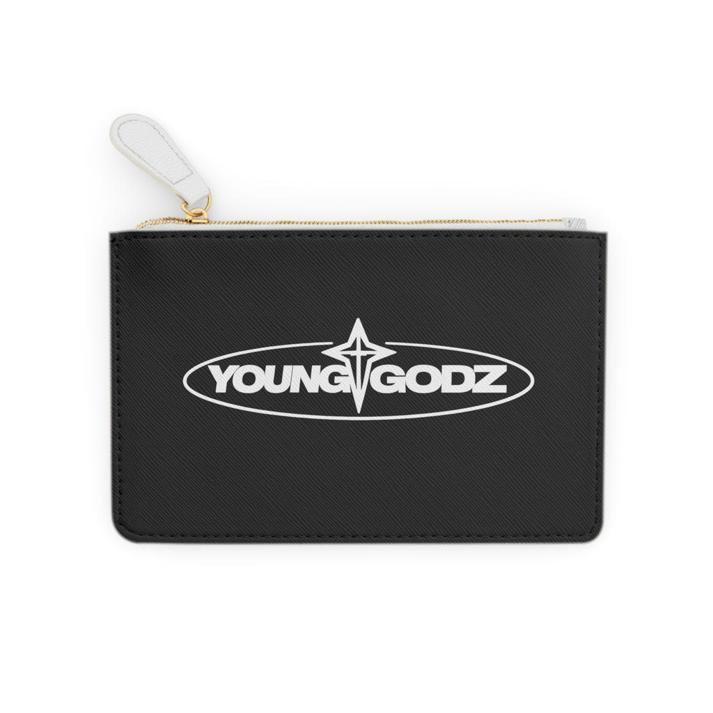 Mini Clutch Bag — Black Cross Monogram (YG) Zipper Pouch