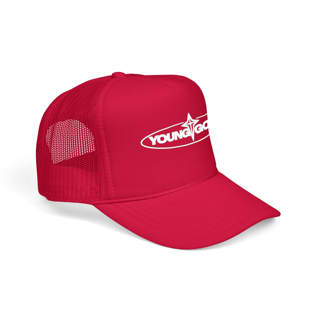Young Gods Foam Trucker Hat — Retro Cherub Logo Cap