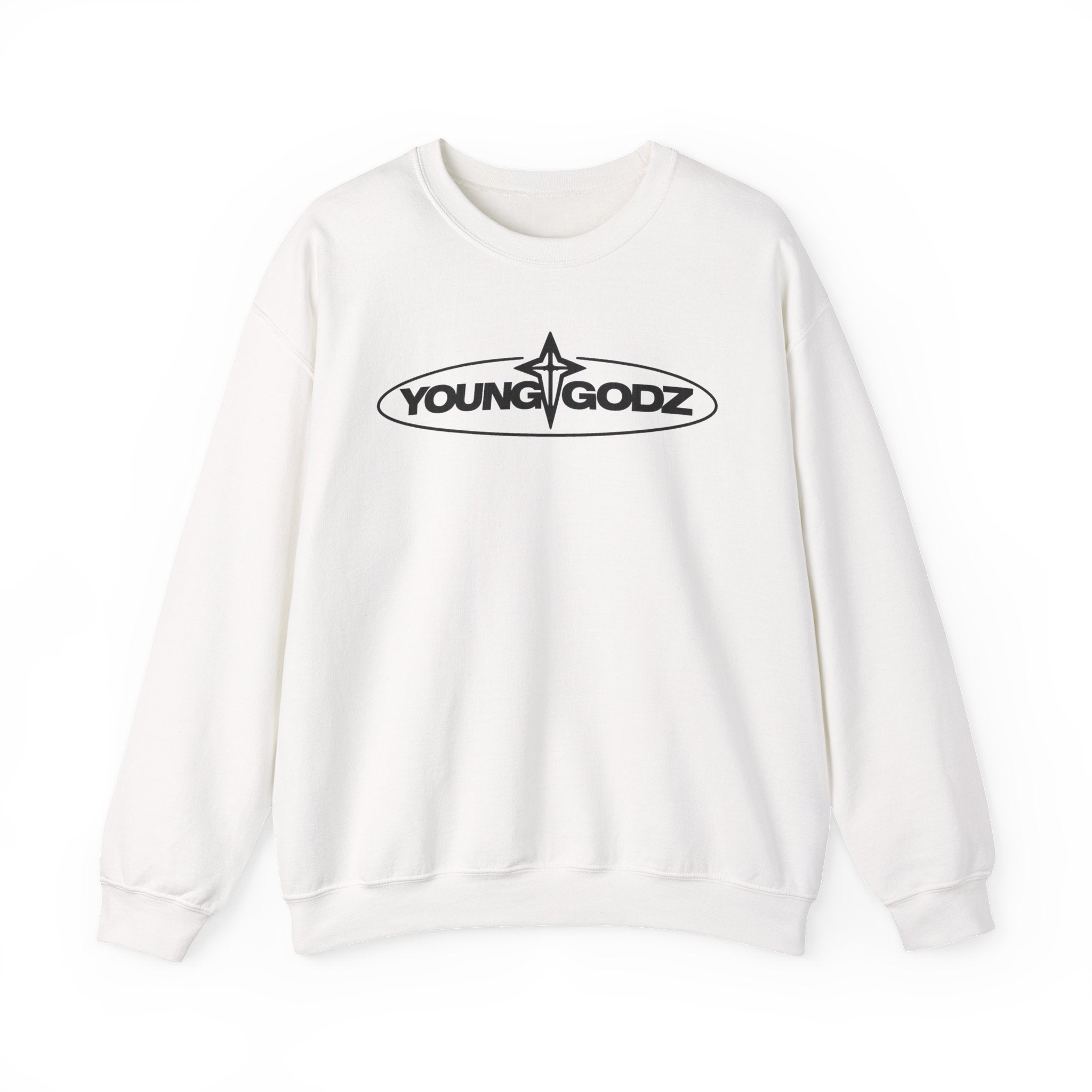 Cross Crewneck Sweatshirt — Minimal Chest Emblem