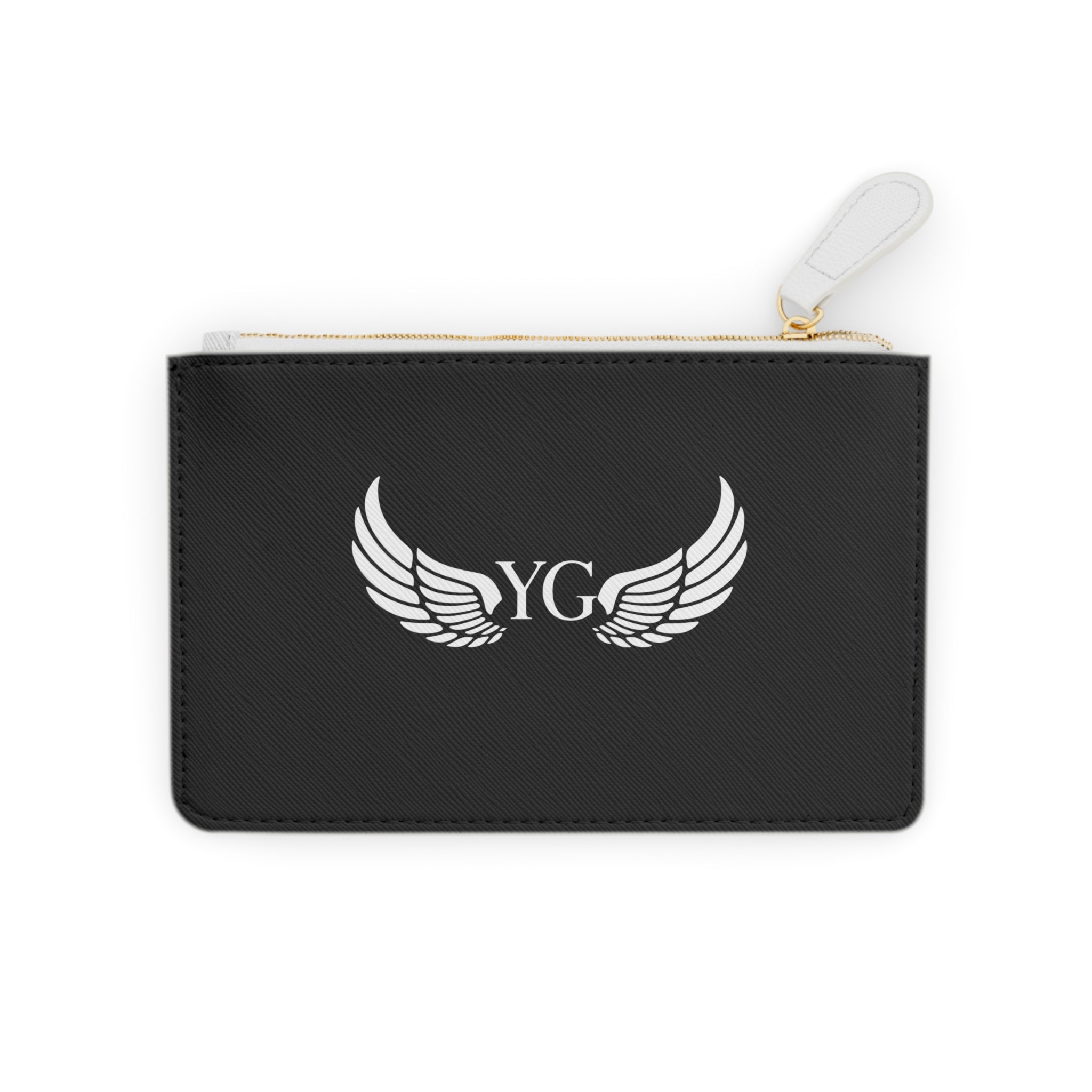 Mini Clutch Bag — Black Winged Monogram (YG) Zipper Pouch