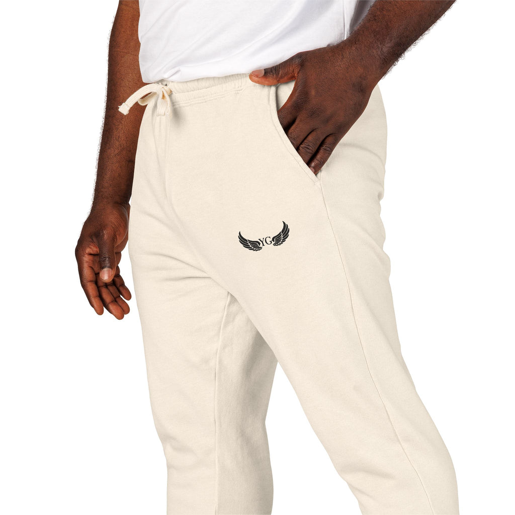 Winged Emblem Sweatpants — Minimal Angel Wings Fleece Joggers