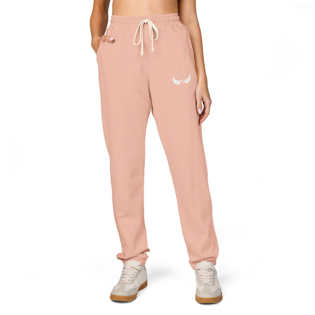Winged Emblem Sweatpants — Minimal Angel Wings Fleece Joggers